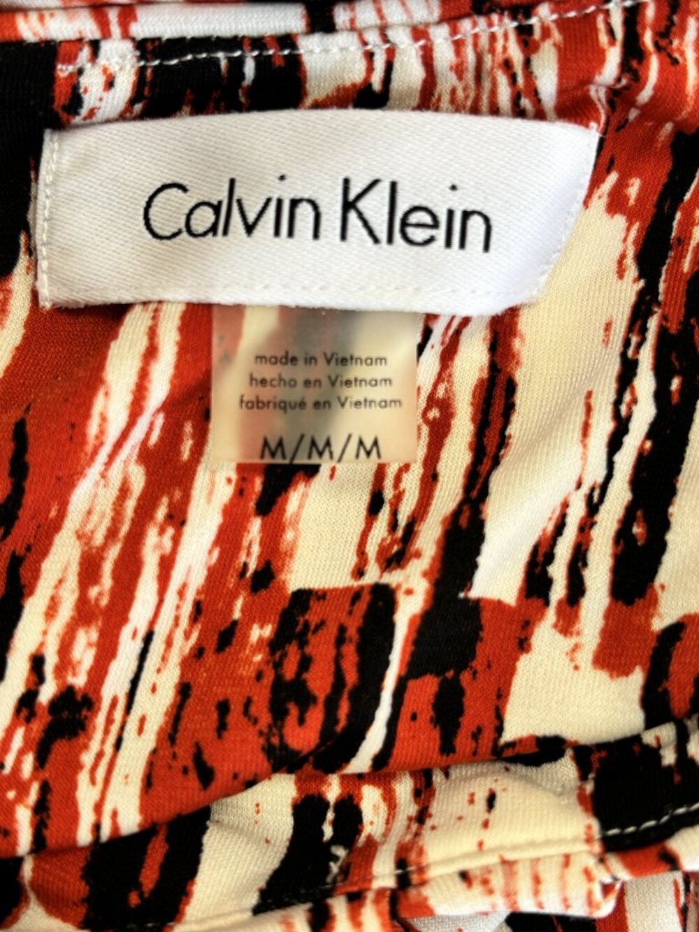 Calvin Klein Medium Abstract Print Sleeveless Shell Rust Black Ivory Career Top - Picture 3 of 4